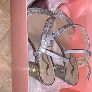 Nina Sparkling Silver Strappy Heels